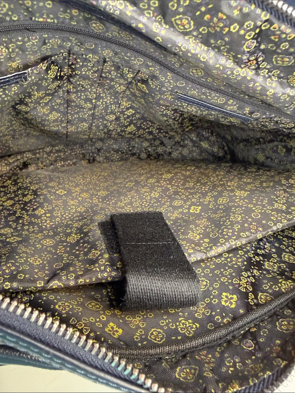 Robert Graham Navy Leather Laptop Bag with Blue and Green Strap